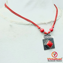 Load image into Gallery viewer, Tibetan Style Red Coral Statement Necklace
