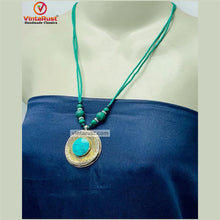 Load image into Gallery viewer, Turquoise Beaded Light Weight Pendant Necklace
