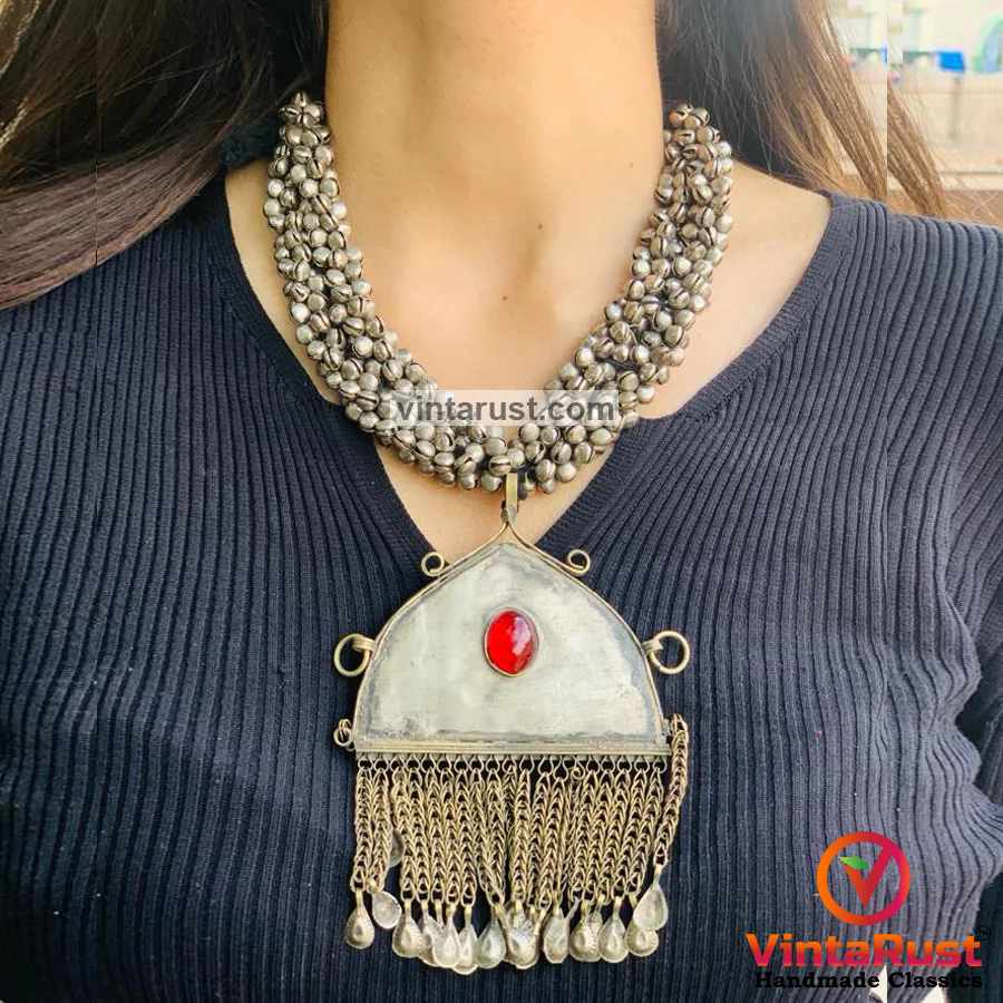 Vintage Handmade Silver Pendant Necklace