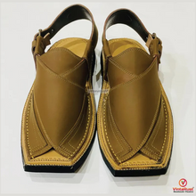 Load image into Gallery viewer, Authentic Tan Leather Peshawari Chappal
