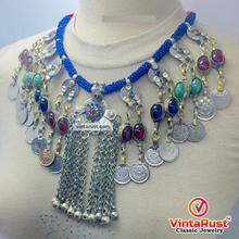Load image into Gallery viewer, Dangling Vintage Coins and Stone Necklace
