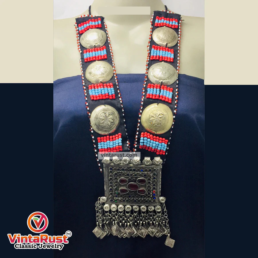 Handmade Beaded Necklace With Vintage Pendant