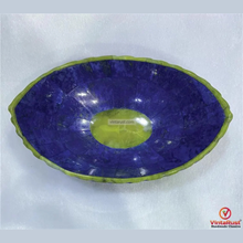 Load image into Gallery viewer, Lapis Lazuli and Jade Inlay Gemstone Bowl: Unique Oval Decorative Stone Dish
