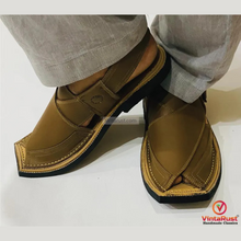Load image into Gallery viewer, Authentic Tan Leather Peshawari Chappal
