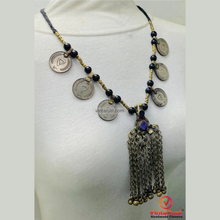 Load image into Gallery viewer, Coins and Beads Chain Necklace: Tribal Handmade Afghan Pendant
