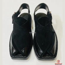 Load image into Gallery viewer, Black Handcrafted Causal Wear Peshawari Sandals
