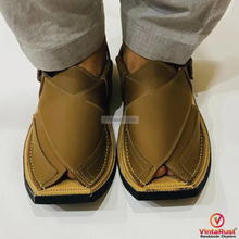 Load image into Gallery viewer, Authentic Tan Leather Peshawari Chappal
