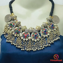 Load image into Gallery viewer, Multicolor Gypsy Tribal Choker with Dangles &amp; Chains
