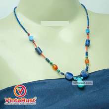 Load image into Gallery viewer, Lapis and Turquoise Stones Beaded Necklace
