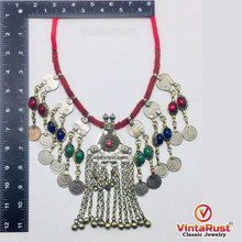 Load image into Gallery viewer, Dangling Vintage Coins and Stone Necklace
