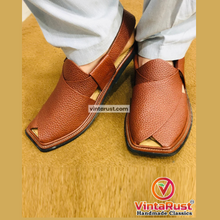 Load image into Gallery viewer, Traditional Handmade Burgundy Peshawari  Men&#39;s Chappal

