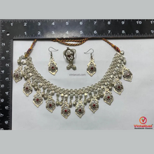 Load image into Gallery viewer, Handmade Tribal Choker Necklace with Earrings &amp; Ring
