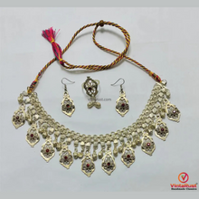 Load image into Gallery viewer, Handmade Tribal Choker Necklace with Earrings &amp; Ring
