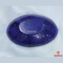 Load image into Gallery viewer, Lapis Lazuli and Jade Inlay Gemstone Bowl: Unique Oval Decorative Stone Dish
