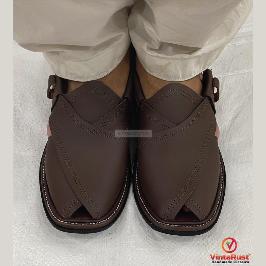 Comfortable Brown Leather Peshawari Sandals: Handmade Classic Men’s Shoes