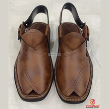 Load image into Gallery viewer, Handmade Brown Leather Peshawari Sandals for Men&#39;s
