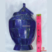 Load image into Gallery viewer, Handmade Lapis Lazuli Decorative Jar with Lid: Natural Gemstone Home Décor
