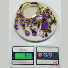 Load image into Gallery viewer, Amethyst Stone Choker Necklace with Wooden Beads
