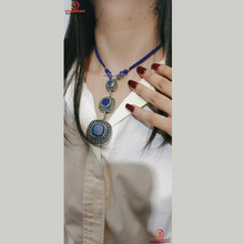 Load image into Gallery viewer, Lapis Lazuli Triple Stone Pendants Necklace

