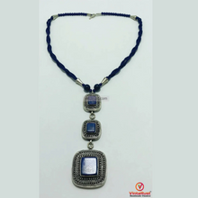 Load image into Gallery viewer, Lapis Lazuli Triple Stone Pendants Necklace
