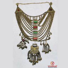 Load image into Gallery viewer, Vintage Afghan Tribal Multilayer Necklace with Glass Stones
