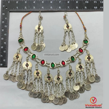 Load image into Gallery viewer, Tribal Coins Choker Necklace &amp; Dangle Earrings Jewelry Set

