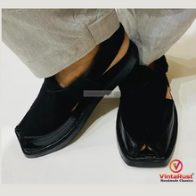 Load image into Gallery viewer, Black Handcrafted Causal Wear Peshawari Sandals
