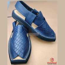 Load image into Gallery viewer, Traditional Leather Blue Sandals For Men
