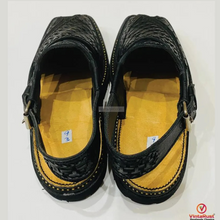 Load image into Gallery viewer, Black Men Peshawari Chappal ,Stylish Unique Design Woven Gents Sandals
