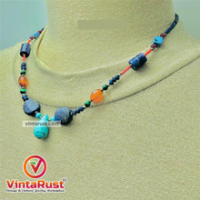 Load image into Gallery viewer, Lapis and Turquoise Stones Beaded Necklace
