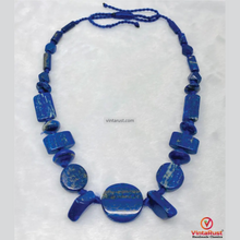 Load image into Gallery viewer, Natural Lapis Lazuli Beaded Necklace: Handmade Tribal Style Blue Gemstone Jewelry

