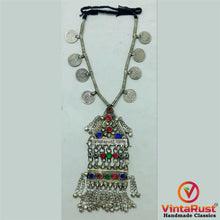 Load image into Gallery viewer, Silver Vintage Long Pendant Necklace with Coins
