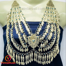 Load image into Gallery viewer, Afghani Tribal Silver Kuchi Multilayers Bib Necklace
