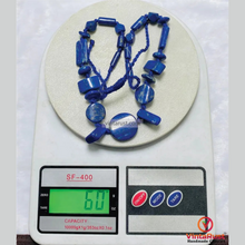 Load image into Gallery viewer, Natural Lapis Lazuli Beaded Necklace: Handmade Tribal Style Blue Gemstone Jewelry
