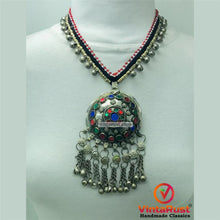Load image into Gallery viewer, Tribal Pendant Necklace With Glass Stones and Bells

