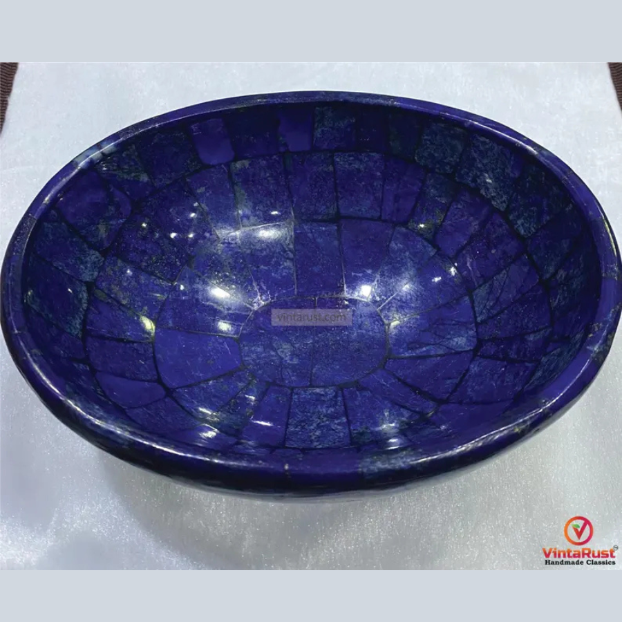 Genuine Lapis Lazuli Bowl: Handmade Gemstone Home Decor Gift