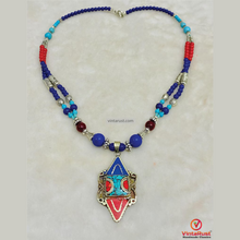Load image into Gallery viewer, Tibetan Nepalese Pendant Necklace: Boho Tribal Jewelry with Beads &amp; Stones
