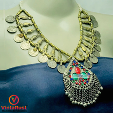 Load image into Gallery viewer, Handmade Vintage Coins Necklace With Stones
