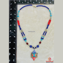 Load image into Gallery viewer, Tibetan Nepalese Pendant Necklace: Boho Tribal Jewelry with Beads &amp; Stones
