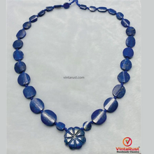 Load image into Gallery viewer, Blue Lapis Lazuli Necklace with Flower Pendant
