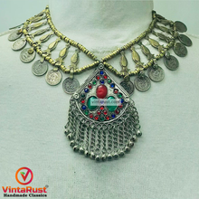 Load image into Gallery viewer, Handmade Vintage Coins Necklace With Stones
