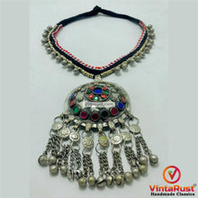 Load image into Gallery viewer, Tribal Pendant Necklace With Glass Stones and Bells
