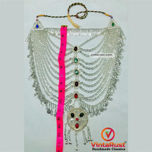 Load image into Gallery viewer, Tribal Silver Kuchi Bib Necklace With Glass Stones
