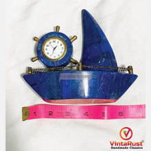 Load image into Gallery viewer, Genuine Lapis Lazuli Boat Decorative Piece With Watch
