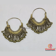 Load image into Gallery viewer, Rustic Kuchi Tribal Hoop Earrings with Bells
