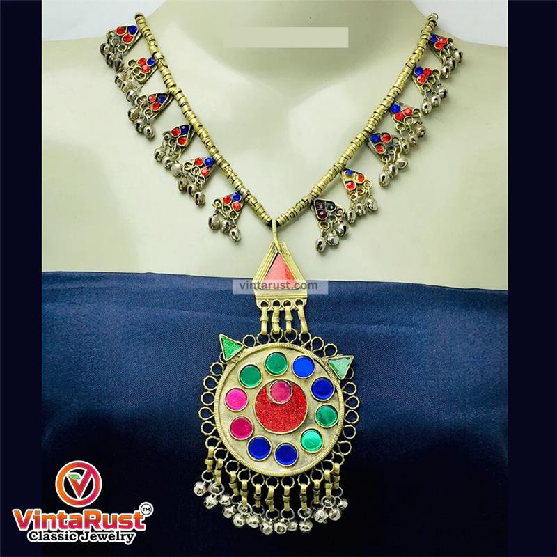Antique Beaded Chain Pendant Necklace