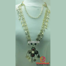 Load image into Gallery viewer, Long Two Layers Silver Pendant Necklace
