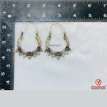 Load image into Gallery viewer, Antique Silver Boho Hoop Statement Earrings
