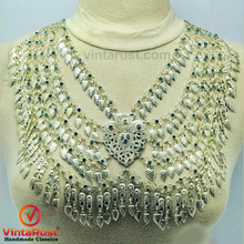 Load image into Gallery viewer, Afghani Tribal Silver Kuchi Multilayers Bib Necklace
