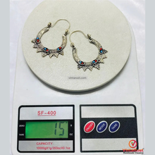 Load image into Gallery viewer, Antique Silver Boho Hoop Statement Earrings
